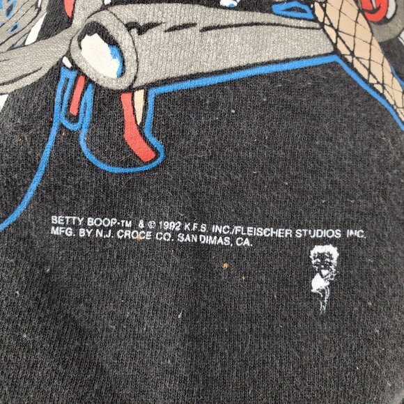 Vintage Betty Boop AAA USA Fabric 1992 Fleischer Studios Motorcycle Crewneck L - Picture 6 of 9